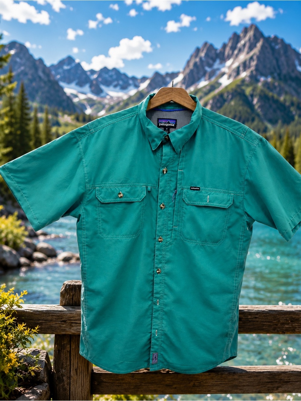 Patagonia Sol Patrol II Short-Sleeve Button-Up Shirt in Green SZ M - Picture 2 of 6